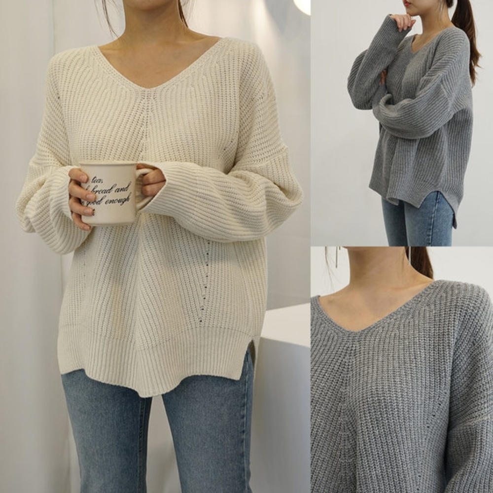 Korea oversized gray sweater zara h&m cos style